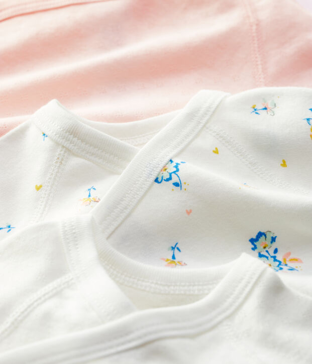 Lot de 3 bodies crois&eacute;s manches longues b&eacute;b&eacute; en coton biologique multicouleur